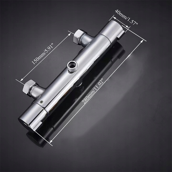 BATERIA PRYSZNICOWA Z TERMOSTATEM ŁAZIENKOWA ŚCIENNA ZESTAW T204A CHROM