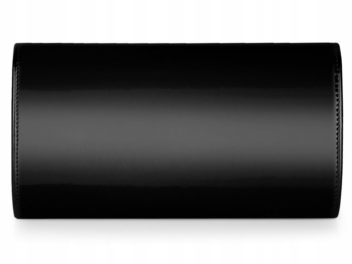 CZARNA KOPERTÓWKA TOREBKA WIZYTOWA NA WESELE SOLOME S5 LAKIEROWANA NA PASKU