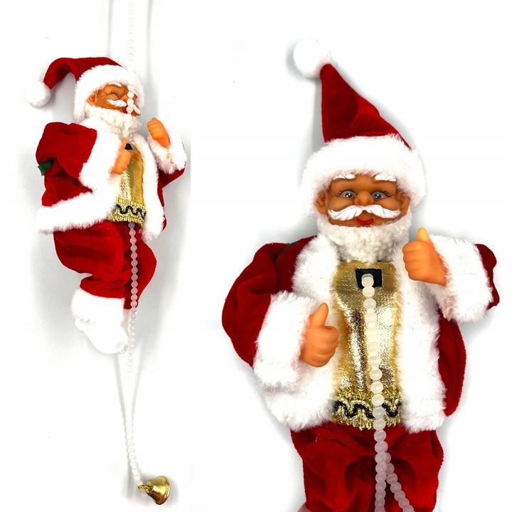 WSPINAJĄCY SIĘ MIKOŁAJ GRA ŚPIEWA ŚWIECI ŚWIĘTA NA PREZENT