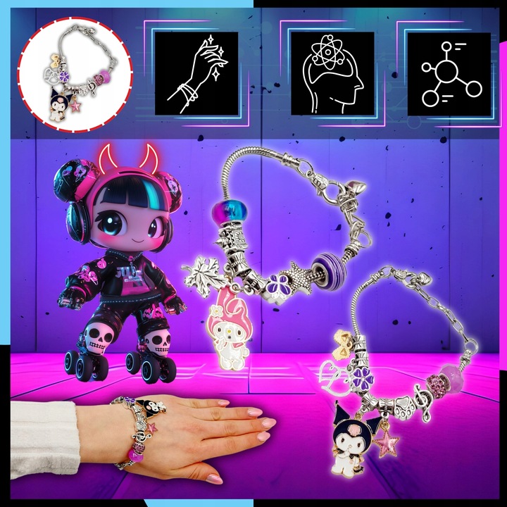 ZESTAW DO ROBIENIA BRANSOLETEK NASZYJNIKÓW Do Biżuterii Dla Dzieci Kuromi