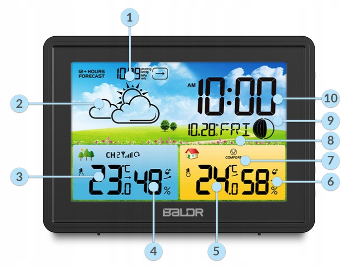 BEZPRZEWODOWA STACJA POGODY POGODOWA HIGROMETR