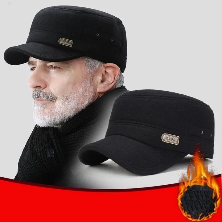 CIEPŁA CZAPKA ZIMOWA Z DASZKIEM NAUSZNIKAMI MĘSKA USZATKA OCIEPLANA PILOTKA