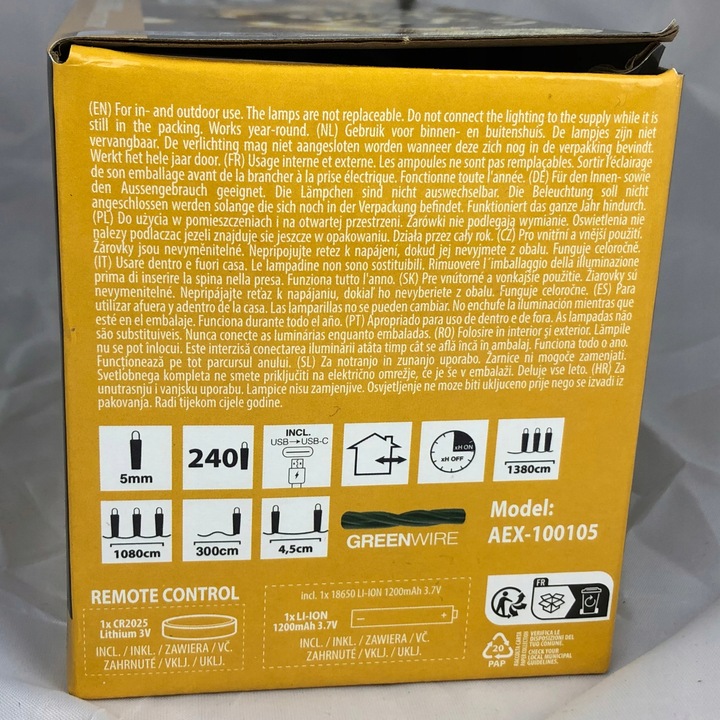 Lampki choinkowe 2w1 SOLARNE + AKUMULATOR 240 LED ciepłe 13 programów 11m