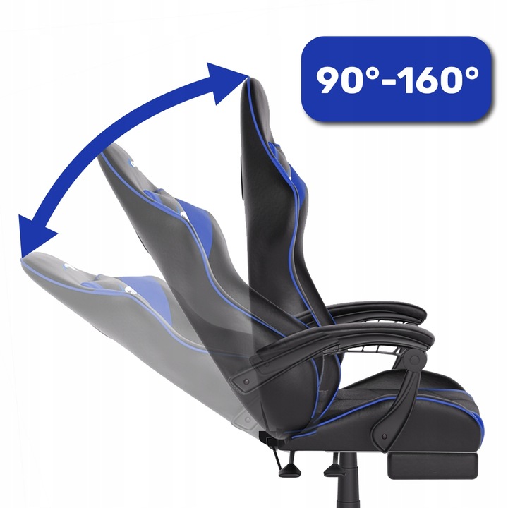 FOTEL GAMINGOWY CYBER CHAIRS X-POWER BLUE - BIUROWY Z MASAŻEM I PODNÓŻKIEM