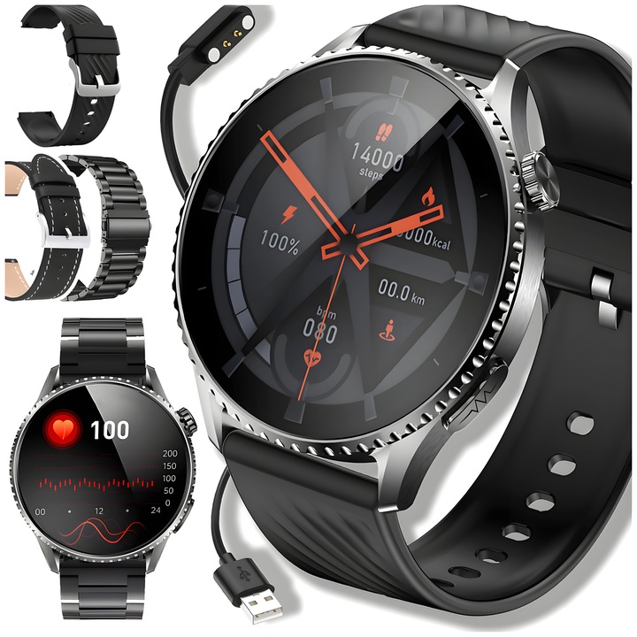 ZEGAREK MĘSKI SMARTWATCH AMOLED EKG DO ROZMÓW GLUKOZA CIŚNIENIE 440 MENU PL