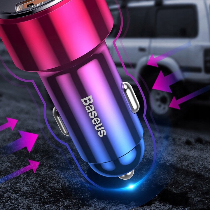 BASEUS MOCNA ŁADOWARKA SAMOCHODOWA DO TELEFONU PD QC 4.0 USB USB-C 45W