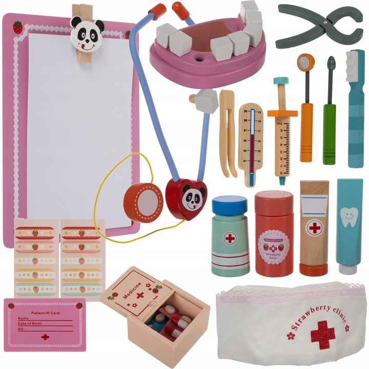 Drewniany Zestaw Małego Doktora Lekarz Dentysta dla Dzieci Prezent