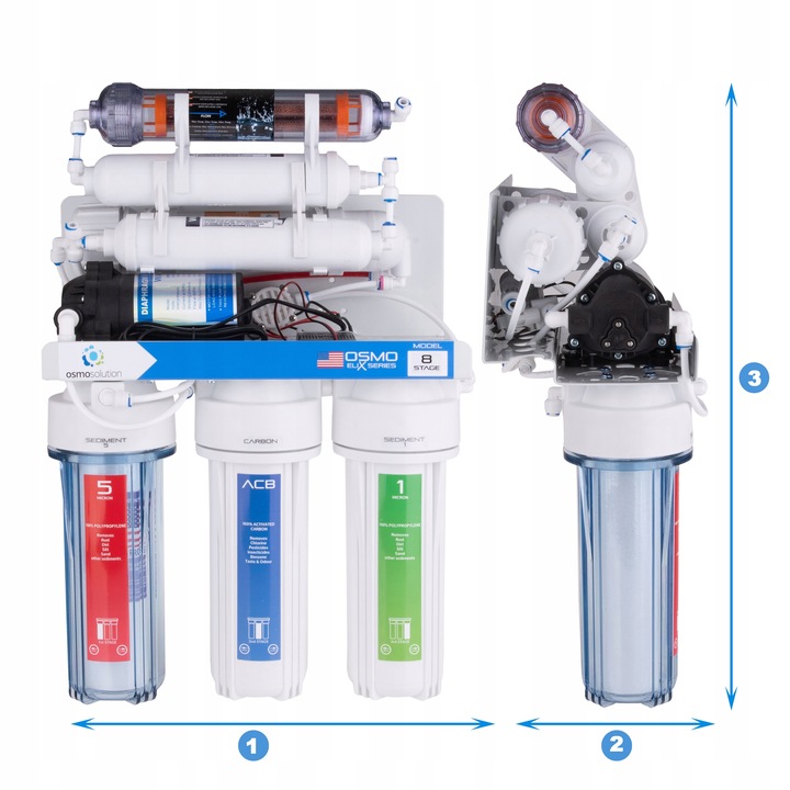 RO8 FILTRY WODY ODWRÓCONA OSMOZA POMPA 75 GPD