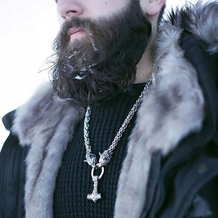 NASZYJNIK MĘSKI THOR MŁOT WIKINGÓW WIEDŹMIN SZKOŁA WILKA STAL CHIRURGICZNA