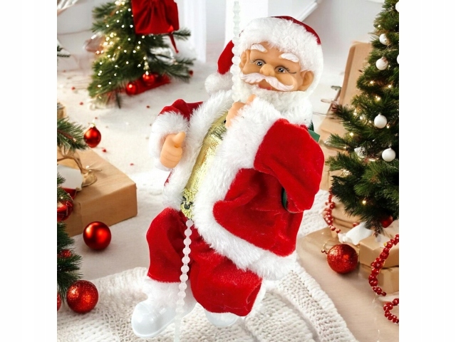 MIKOŁAJ WSPINAJĄCY SIĘ NA LINIE 100CM MELODYJKA NA PREZENT ŚWIĘTA WCHODZĄCY