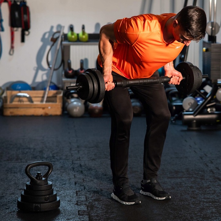 Hantle regulowane bitumiczne zestaw hantli ćwiczeń 2x10kg gryf+ kettle 20kg