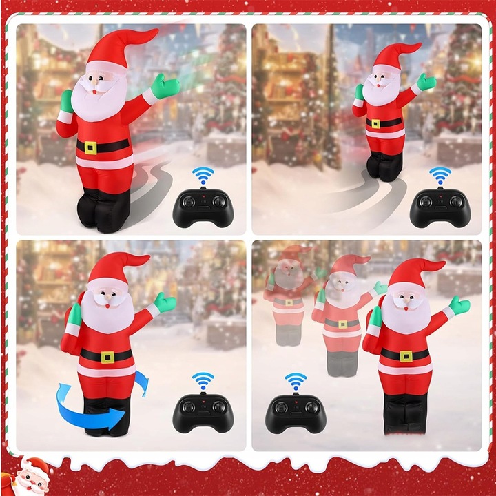 ŚWIĄTECZNY NADMUCHIWANY MIKOŁAJ 110CM Z MUZYKĄ I PILOTEM 2.4GHZ