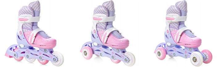 Rolki Wrotki Regulowane 3w1 RAVEN Loret Lila/Pink 34-37 Kółka LED