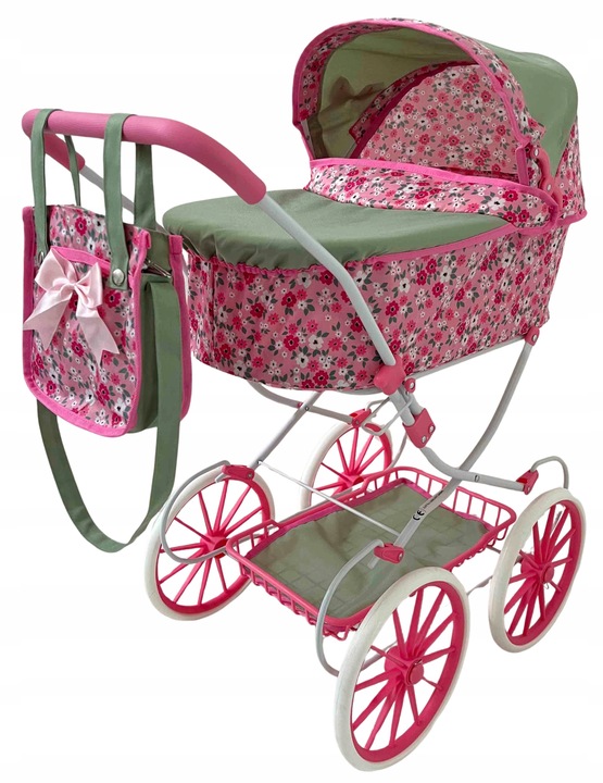 WÓZEK DLA LALEK RETRO GŁĘBOKI + TORBA
