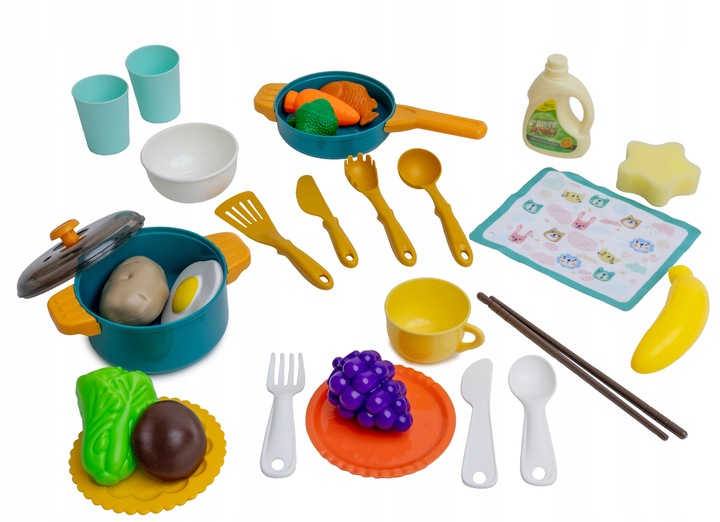 ZLEW ZLEWOZMYWAK kuchenka kuchnia dla dzieci palnik kran z wodą GARNKI 31el