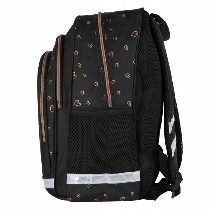 PLECAK TORNISTER SZKOLNY DLA DZIEWCZYNKI CZARNY ZŁOTY KOT KOTEK KLASA 1 3