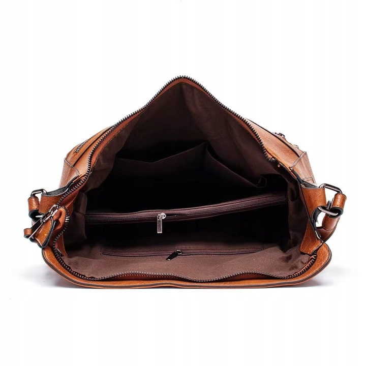 Torebka TORBA BRĄZOWA Pojemna Damska Eko Skóra na Zamek A4