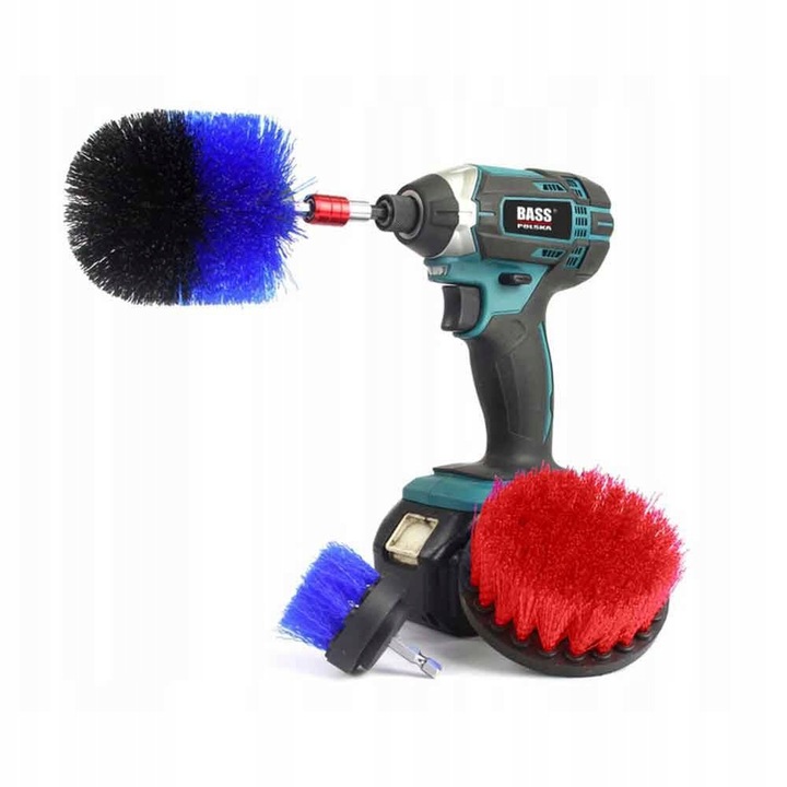 ZESTAW 3 X SZCZOTKA DO FELG NYLONOWA NA WIERTARKĘ