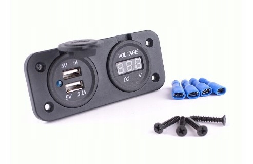 SAMOCHÓD WOLTOMIERZ ŁADOWARKA 2x USB 2A PANEL 2w1