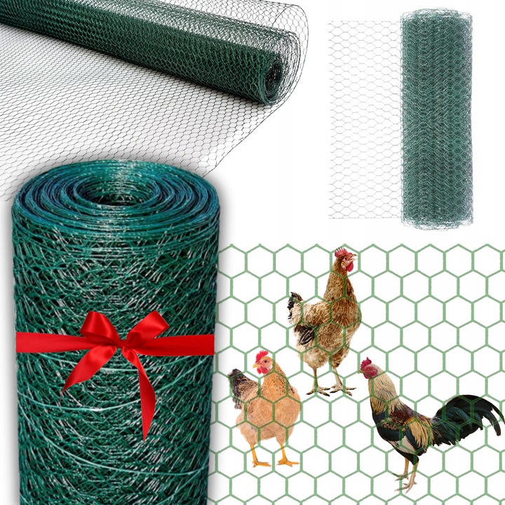 SIATKA HODOWLANA DO KLATEK SZEŚCIOKĄTNA OCYNKOWANA zielona 25x25mm 1,5m 25m