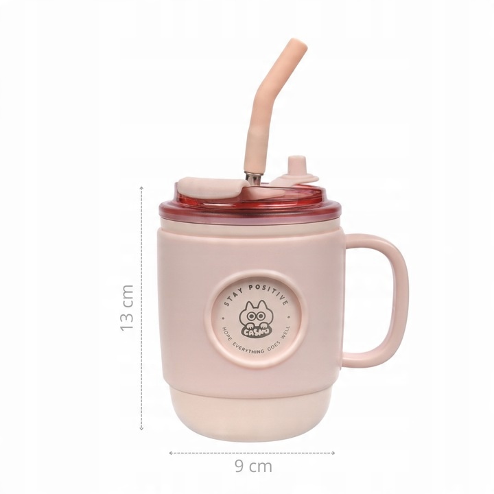 Kubek Termiczny ze Słomką Casno Booker 450 ml Różowy