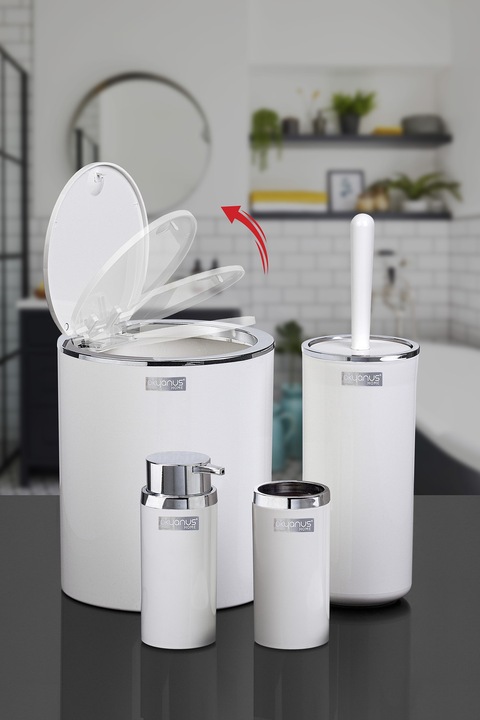 Komplet łazienkowy Zestaw Round 5 elementów biały chromowane wykończenie