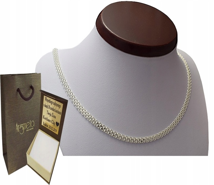 Naszyjnik Srebrny Bismark Diamentowany 4,60 mm pr 925 Grawer Gratis