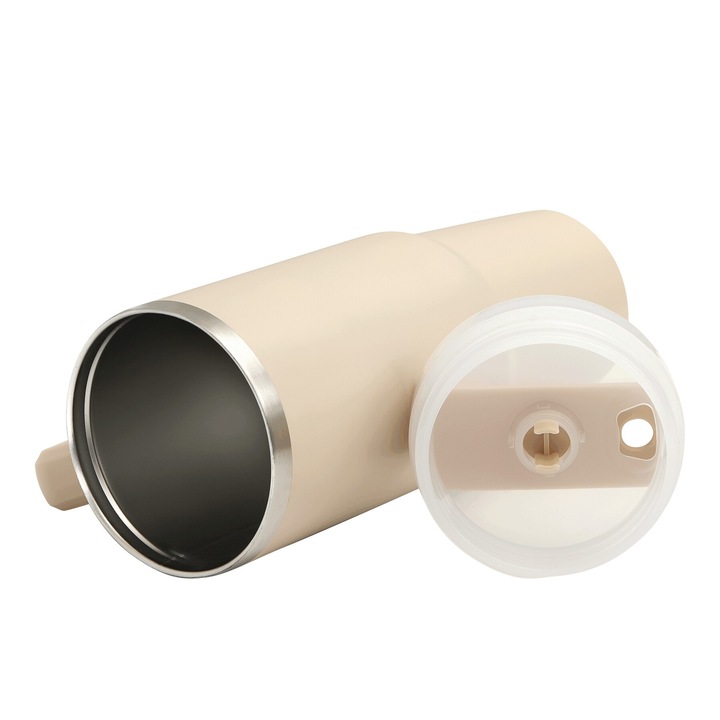 KUBEK TERMICZNY z Uchwytem i Słomką SZCZELNY 900 ml do AUTA STAL Nierdzewna