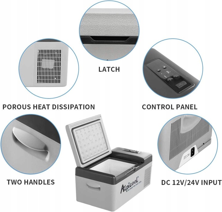 Alpicool lodówka turystyczna 12V 15 L do samochodu ciężarówki łodzi kampera