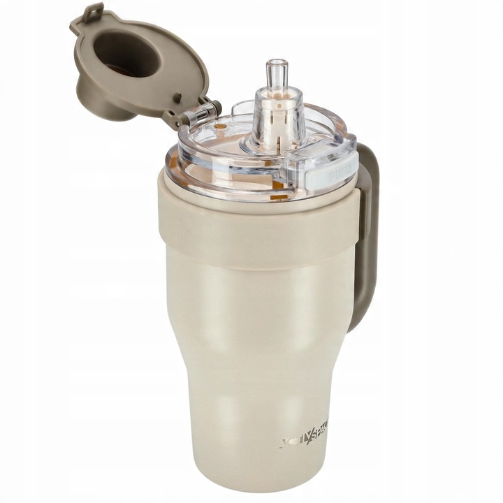 KUBEK TERMICZNY ZE SŁOMKĄ TERMOS Z UCHWYTEM NA KAWĘ HERBATĘ SZCZELNY 800ML