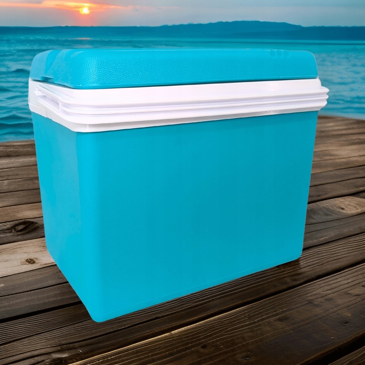 LODÓWKA TURYSTYCZNA 35L TURKUSOWA na WKŁADY MROŻĄCE do auta KAMPERA łodzi