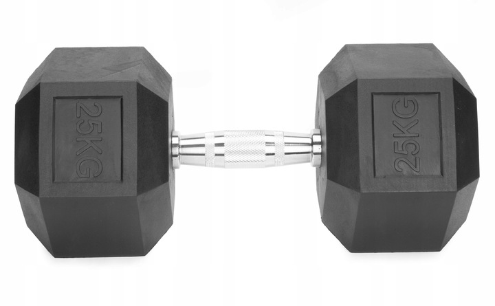 Hantle stałe 1x25kg żeliwne gumowane 25kg HEX do treningu SOLIDNE