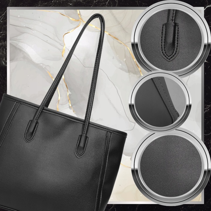 Torebka Skórzana Damska Czarna BAD&BAGS Na Ramię Torba Pojemna Shopperka