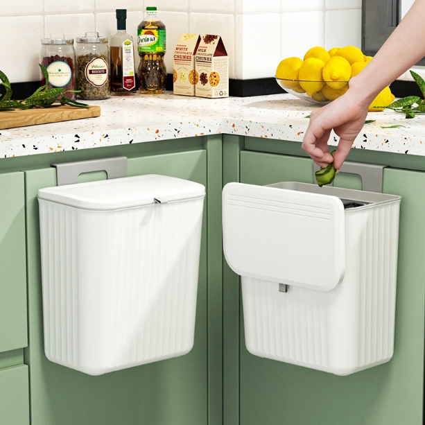 Kosz Na Śmieci Wiszący Wolnostojący Na Szafkę Front Samoprzylepny Biały 7L