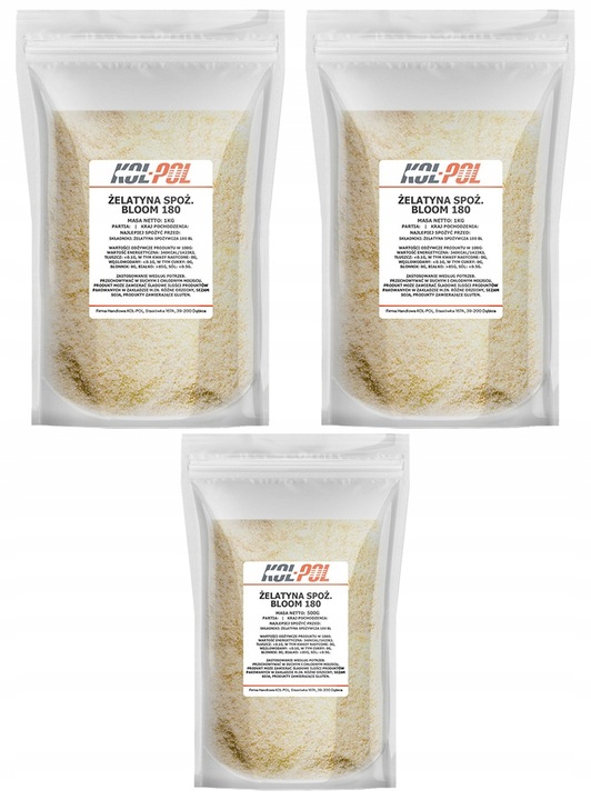 ŻELATYNA SPOŻYWCZA 180 BLOOM 2,5kg Na stawy jakość | KOL-POL