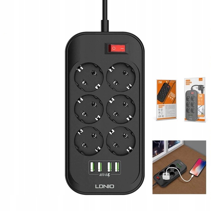 LISTWA ZASILAJĄCA PRZEDŁUŻACZ USB ANTYPRZEPIĘCIOWA