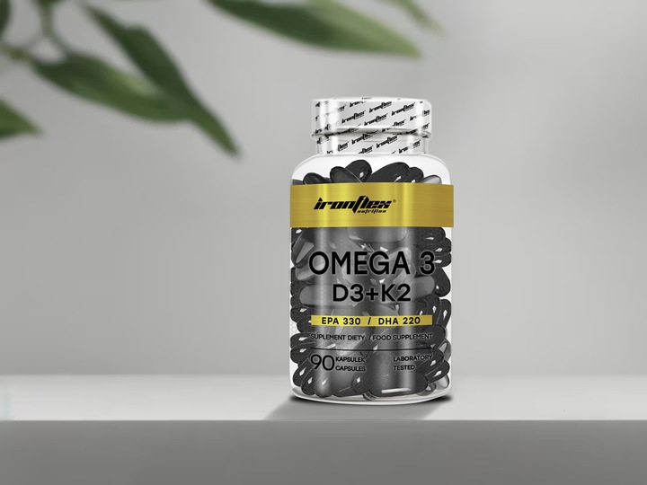 IRONFLEX OMEGA 3 D3+K2+ VIT E 90 kaps ZDROWE SERCE KOŚCI ZĘBY KWASY EPA DHA