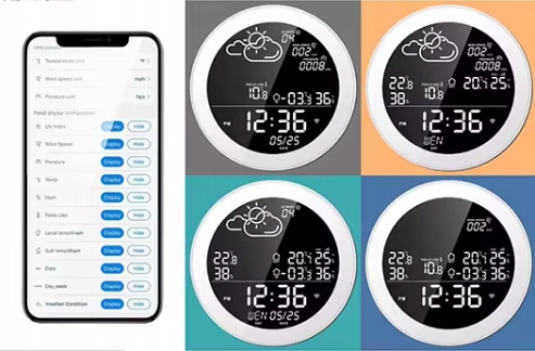 STACJA POGODY POGODOWA WIFI METEOROLOGICZNA TUYA ZEGAR 3 CZUJNIKI SMART