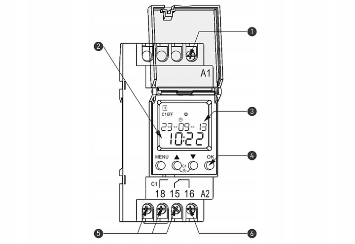 Elektroniczny Programator Czasowy Timer z Wyświetlaczem LCD na Szynę DIN