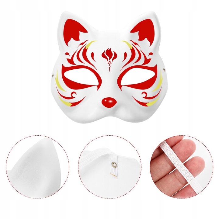 10× DIY PUSTE, RĘCZNIE MALOWANE MASKI MASKA KOT + 2× PĘDZLE + 12× FARBA