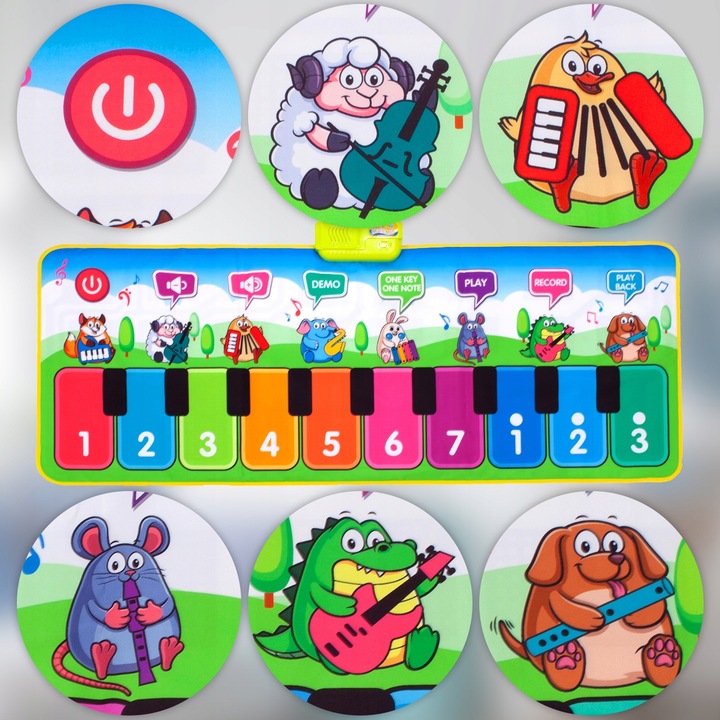 MATA MUZYCZNA DO TAŃCZENIA DLA DZIECI INTERAKTYWNA 130 cm PIANINKO NAGRYWA