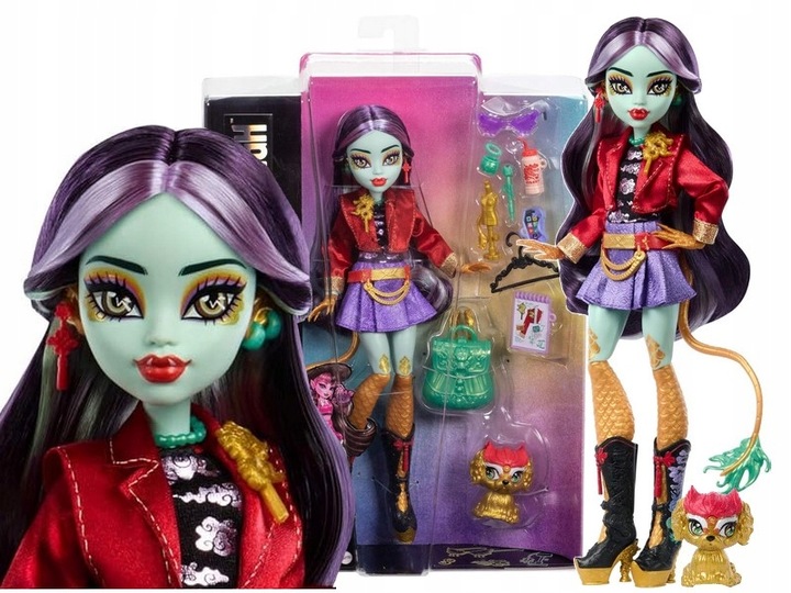 LALKA MONSTER HIGH JINAFIRE LONG lalka smok z pieskiem Cloudy „Yun Yun”