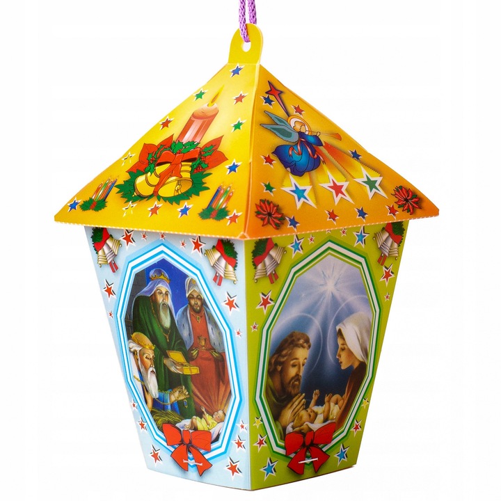 LAMPION ADWENTOWY DLA DZIECI ŚWIECĄCY LED MULTIKOLOR NA RORATY Żółty