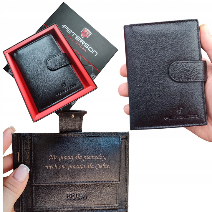 PREZENT NA DZIEŃ CHŁOPAKA TATY SKÓRZANY PORTFEL Z GRAWEREM MĘSKI DLA NIEGO