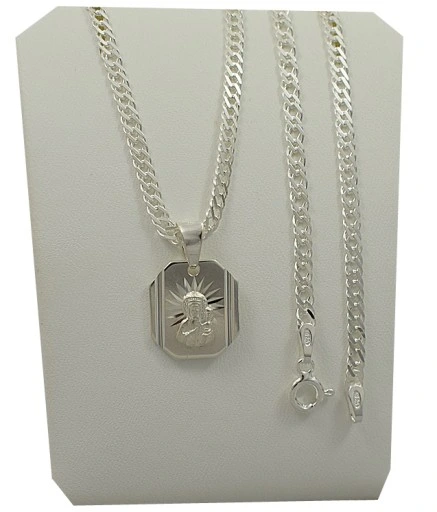 Łańcuszek Srebrny Rombo 3,00 mm z Medalikiem pr 925 Grawer Gratis