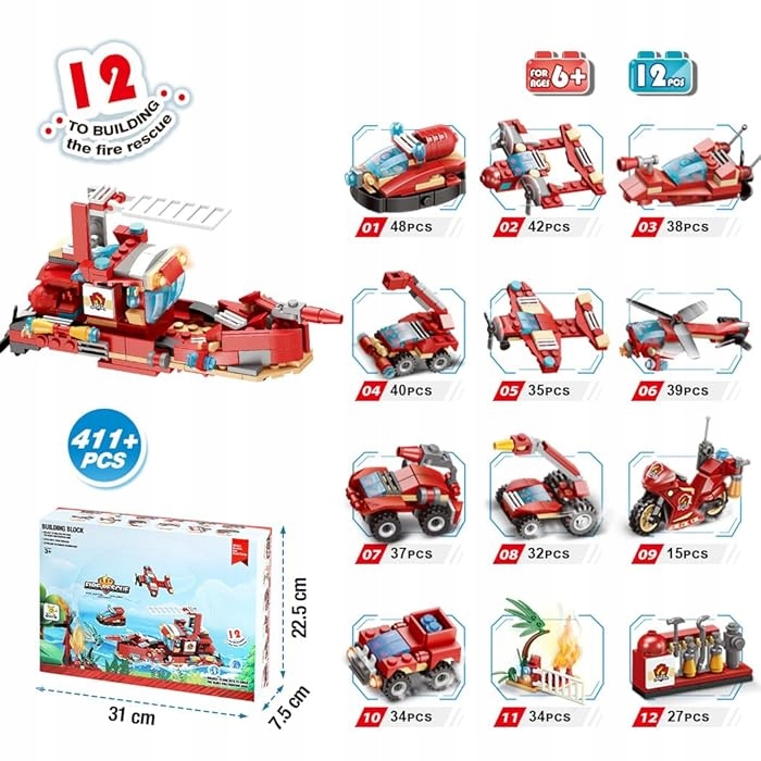 KLOCKI KONSTRUKCYJNE 12w1 POJAZDY RATOWNICZE KALENDARZ ADWENTOWY PREZENT