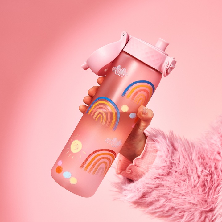 Bidon na wodę Butelka różowa dla dziewczynki róż Rainbow Tęcza ION8 0,5 l
