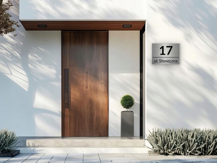 NIERDZEWNY NUMER NA DOM 32x21cm TABLICZKA ADRESOWA Z NUMEREM DOMU ALUMINIUM