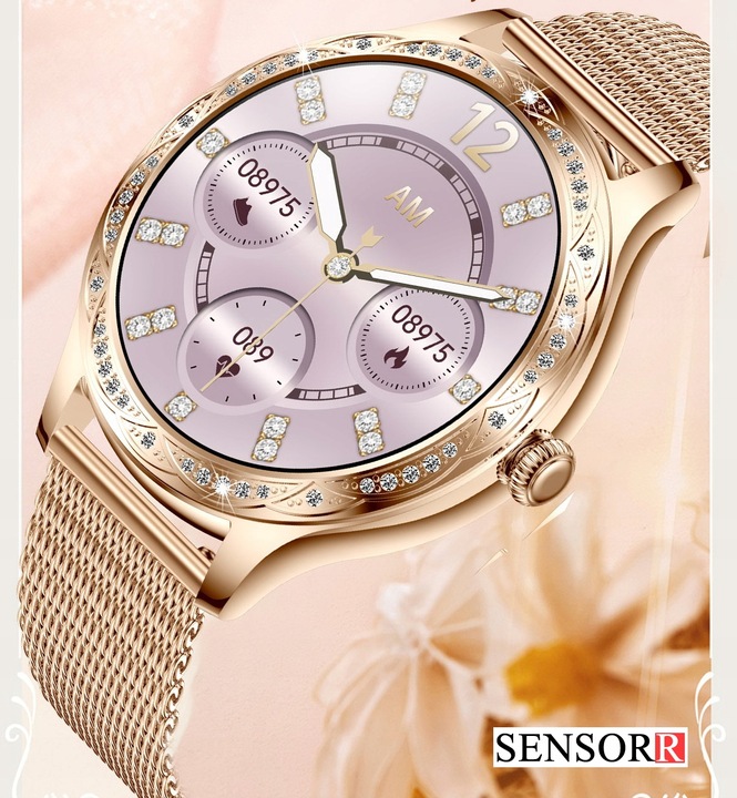 SREBRNY ZEGAREK SMARTWATCH DAMSKI ROZMOWY CIŚNIENIOMIERZ PULSOMETR KROKI PL