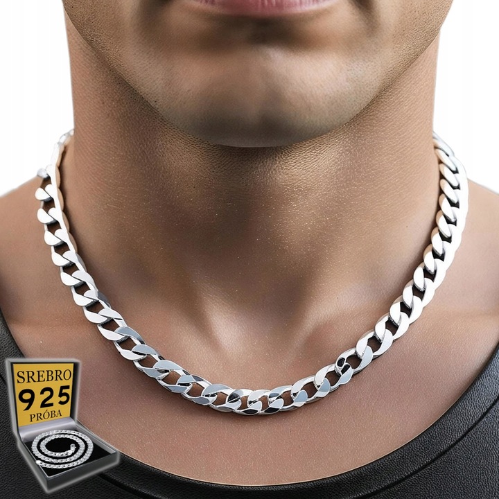 Elegancki Łańcuszek Srebrny Męski Pancerka Kubański SREBRO 925 Diamentowany